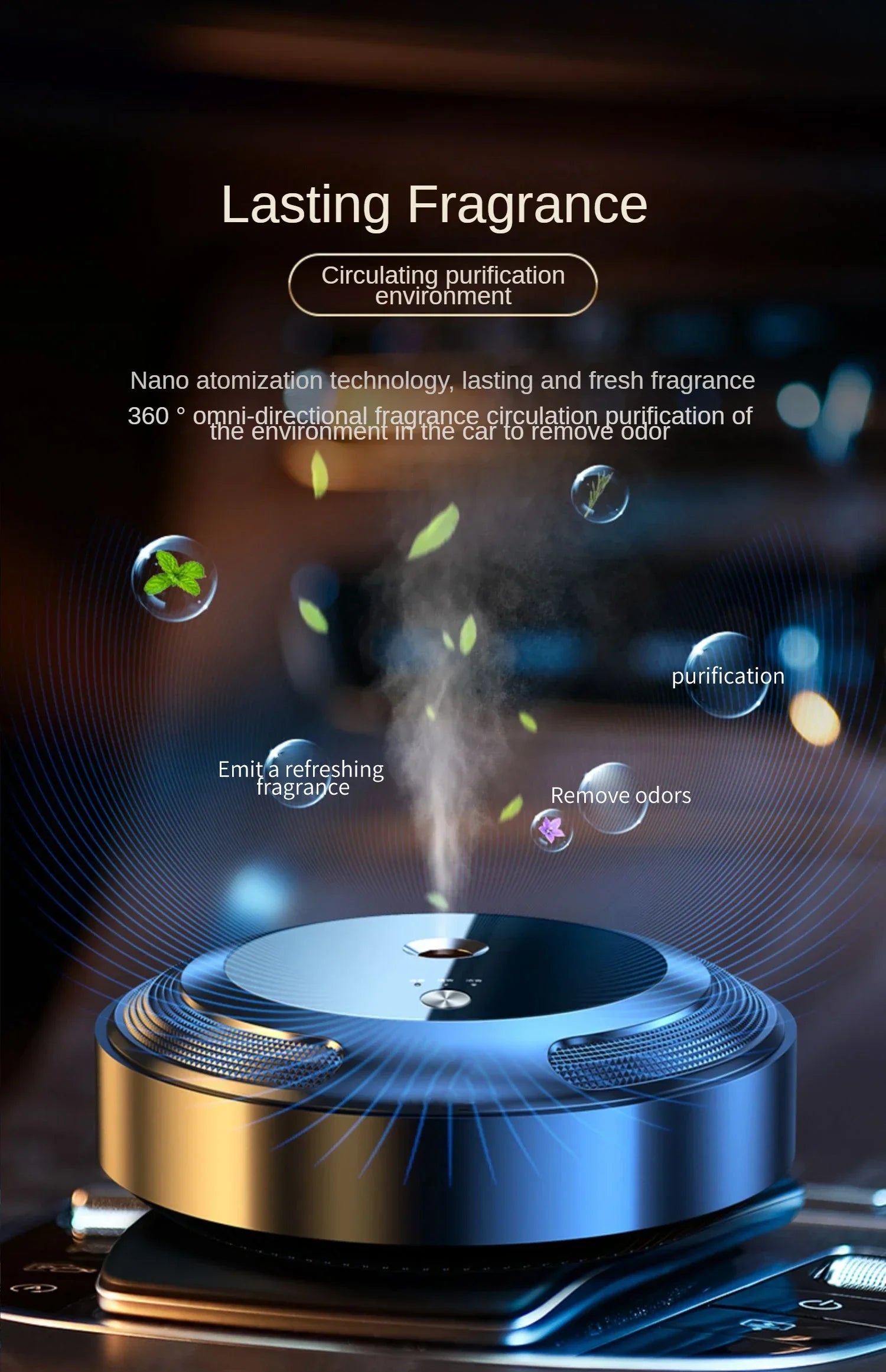Car Aroma Diffuser – Mist Humidifier with Essential Oils