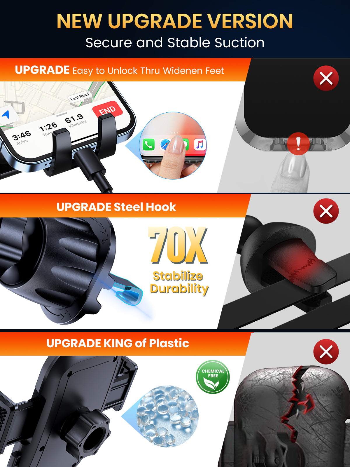 Air Vent Car Phone Holder — Easy Clamp