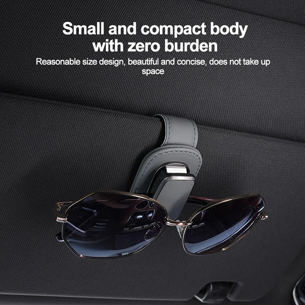 Magnetic Car Sunglasses Holder — Leather Visor Clip