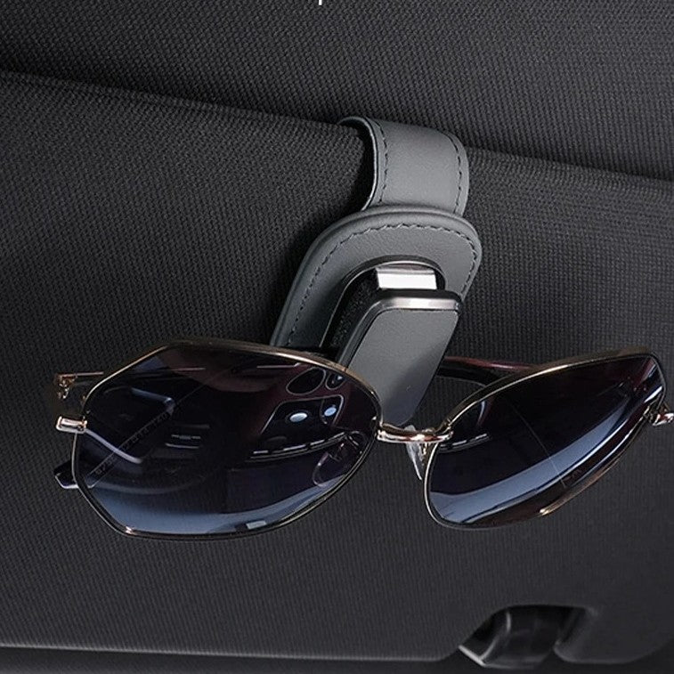 Magnetic Car Sunglasses Holder — Leather Visor Clip