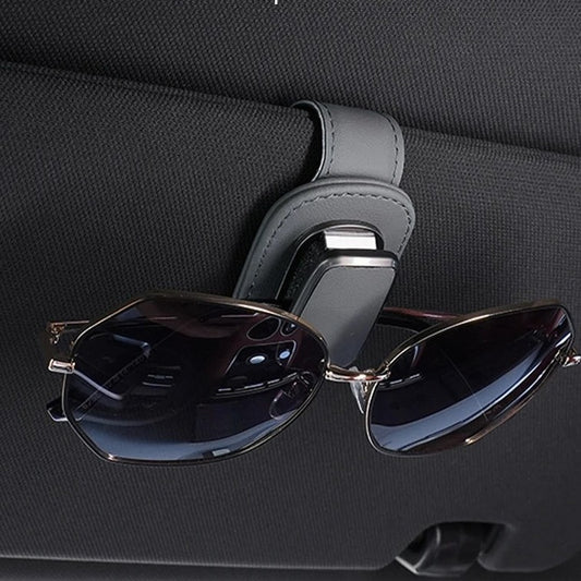Magnetic Car Sunglasses Holder — Leather Visor Clip