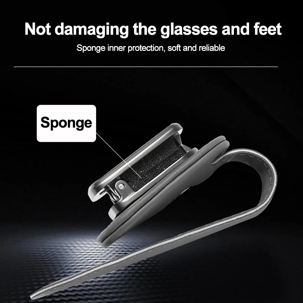 Magnetic Car Sunglasses Holder — Leather Visor Clip