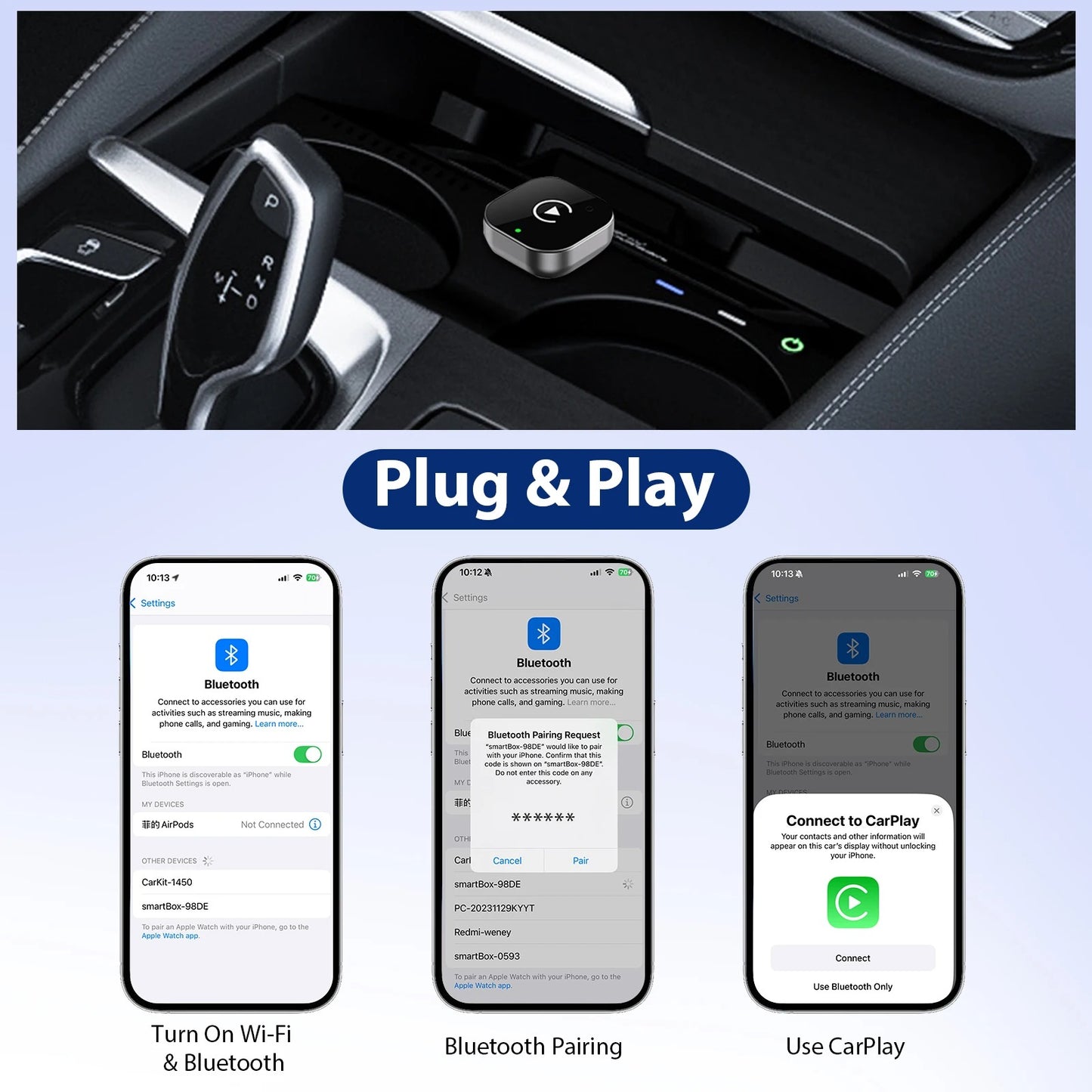 2-in-1 Wireless CarPlay / Android Auto Adapter For VW Toyota Nissan Honda Ford Benz