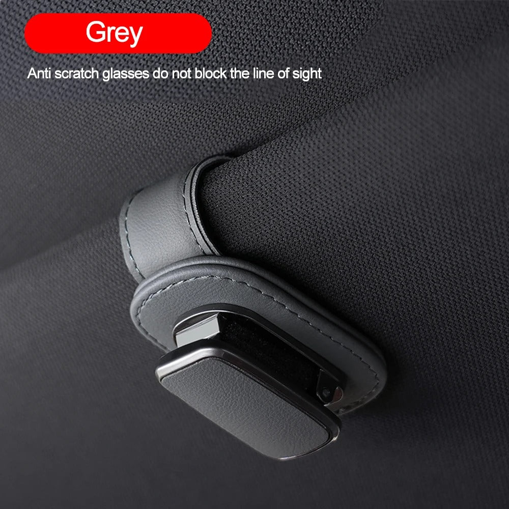 Magnetic Car Sunglasses Holder — Leather Visor Clip