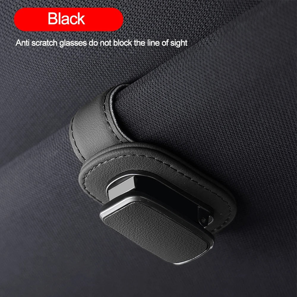 Magnetic Car Sunglasses Holder — Leather Visor Clip
