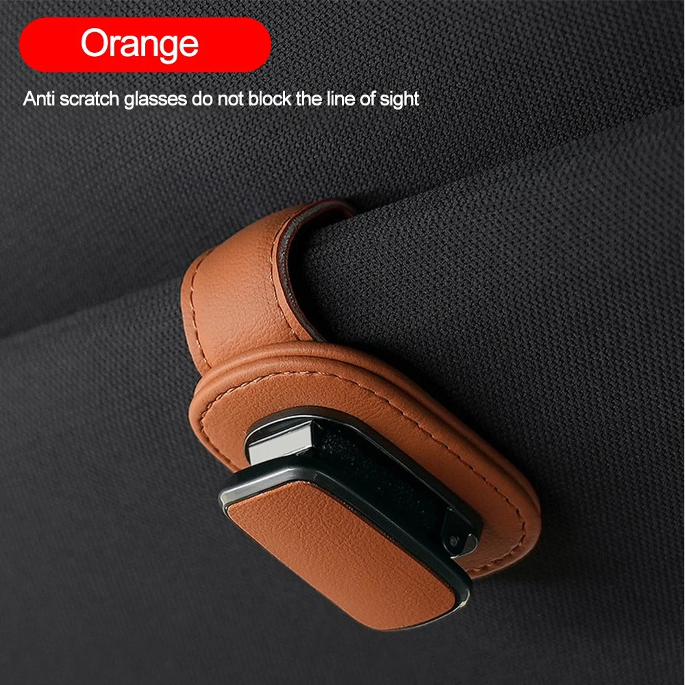 Magnetic Car Sunglasses Holder — Leather Visor Clip